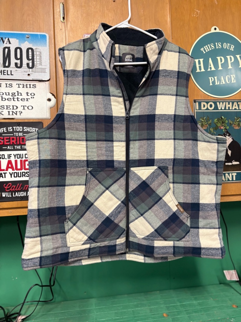 Plaid Fleece Vest - Blue Cream by REI